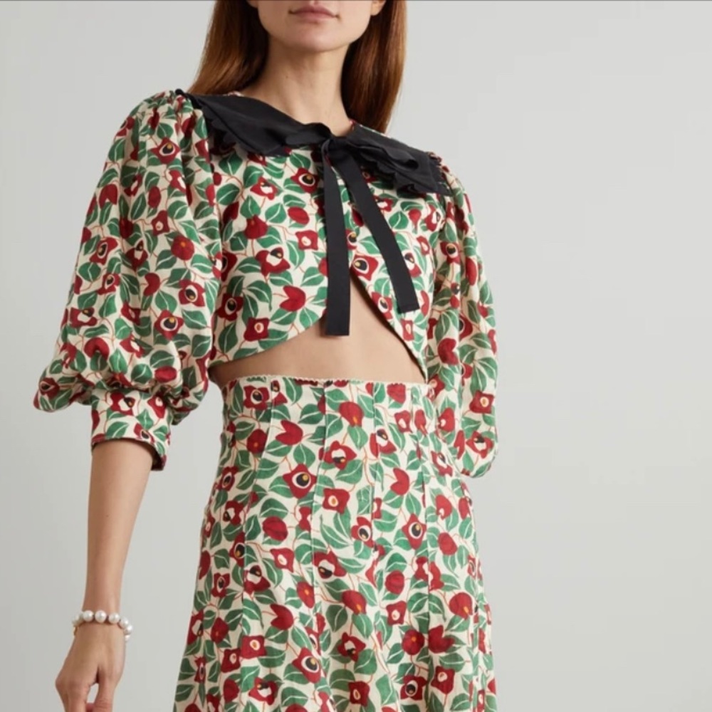 Agua by agua bendita floral set/ Granate top and Mimosa skirt